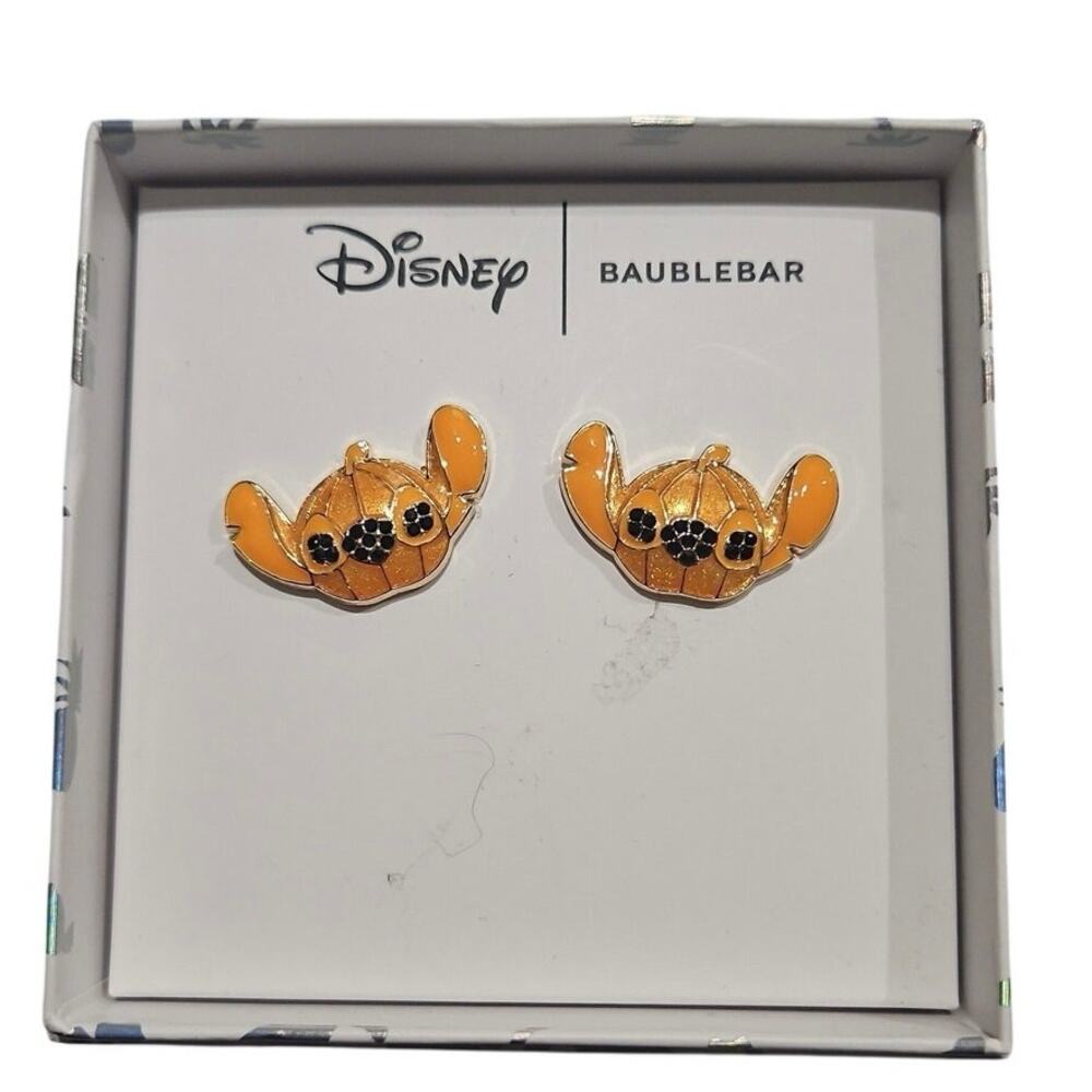 Disney Baublebar Jewelry Stitch Pumpkin Head Earrings Set